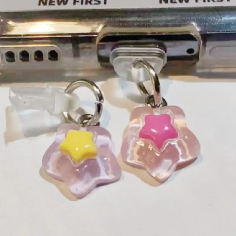 

Простая пылезащитная заглушка Star, очаровательная женская модная заглушка порта зарядки для iPhone, пробка для AirPods, подвеска типа C, пылезащитная крышка