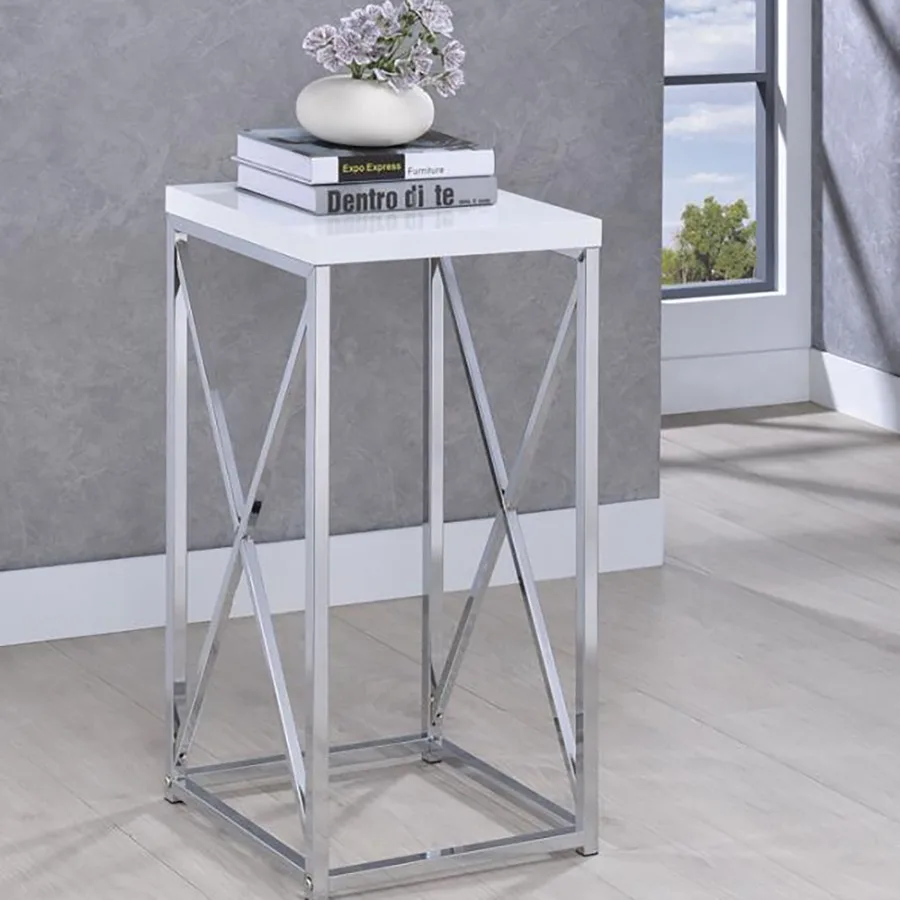 

Glossy White and Chrome Accent Table
