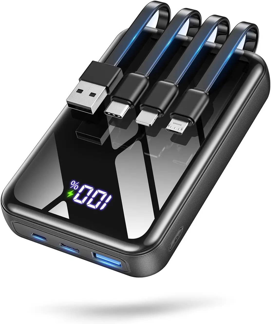 

50000mAh Portable Charger 22.5W Fast Charging with Built-in Cables, LED Display, 5 Device Charging, Travel Power Bank for iPhone Android iPad