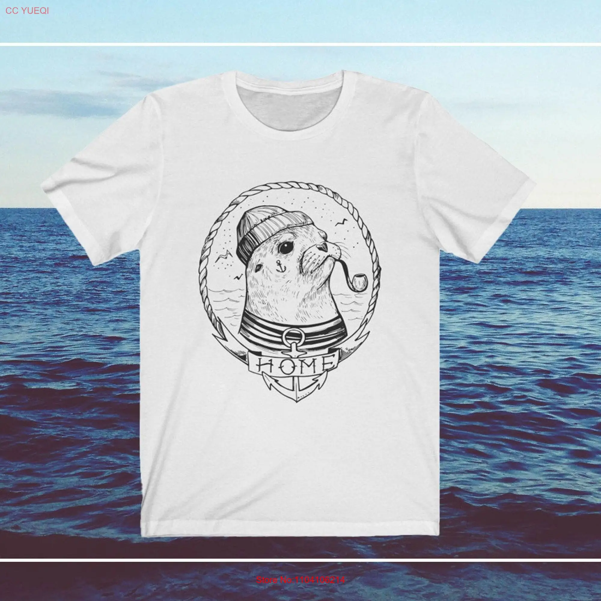 Nautical T Shirt Sea Lion Design Cotton Perfect Fit For Men And Women Unique Aesthetic In All Sizes long or short sleeves