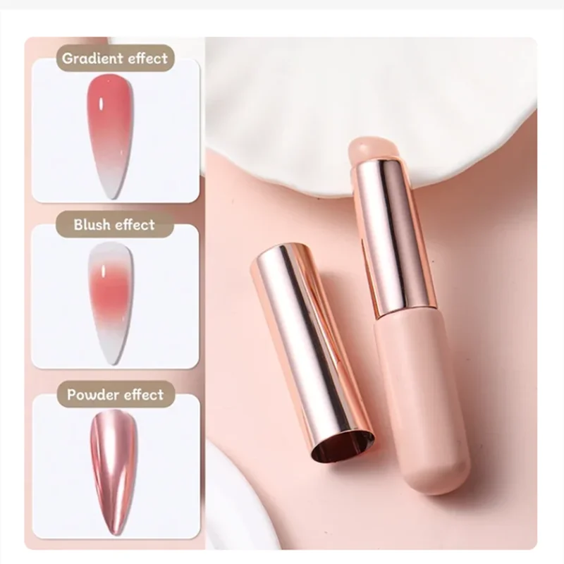 Multifunctional Silicone Nail Brush for Gradient Blush Chrome Powder Effect Washable Smudge Applicator Beginner Nail Art Tool