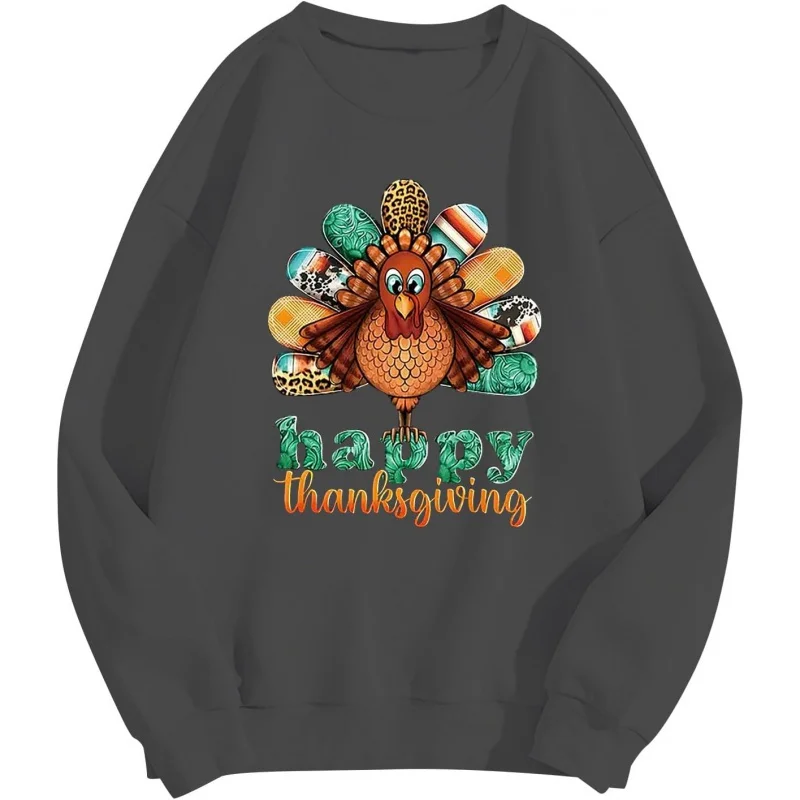 Men's Thanksgiving turkey patterned shirtlong sleeved sweatshirtround neck pullover2024 autumn fashion