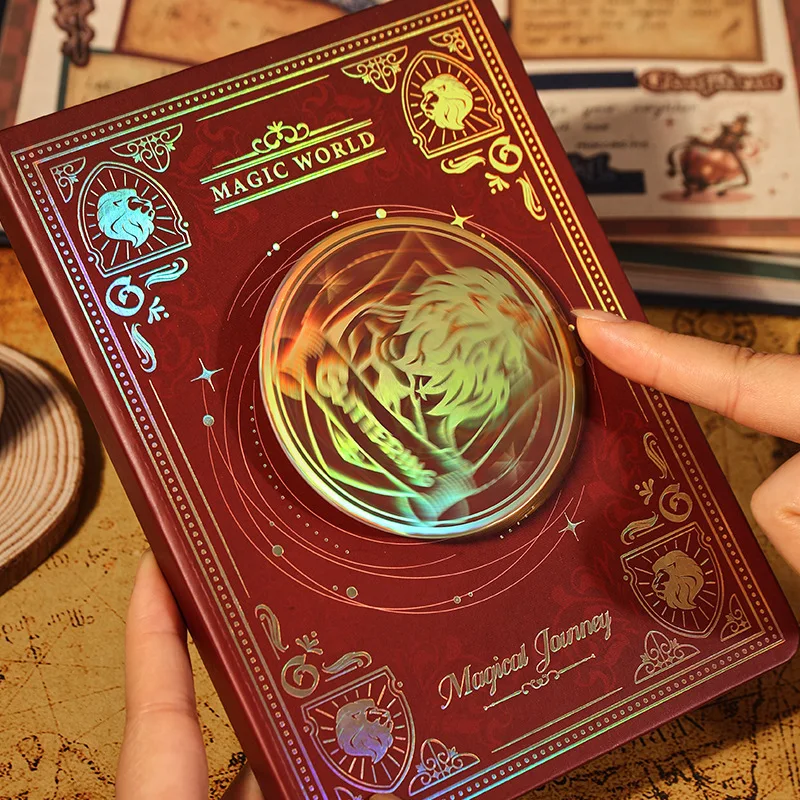 Magic Academy Journal Notebook Gift Set Aesthetic Wizard Theme Notepad Diary Vintage Hardcover Notebook for Fantasy Lovers