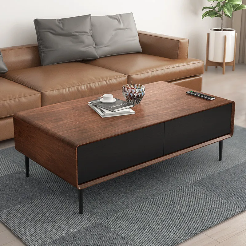 Coffee table modern simple rectangular size apartment living room storage black and white gray light luxury creative iron frame