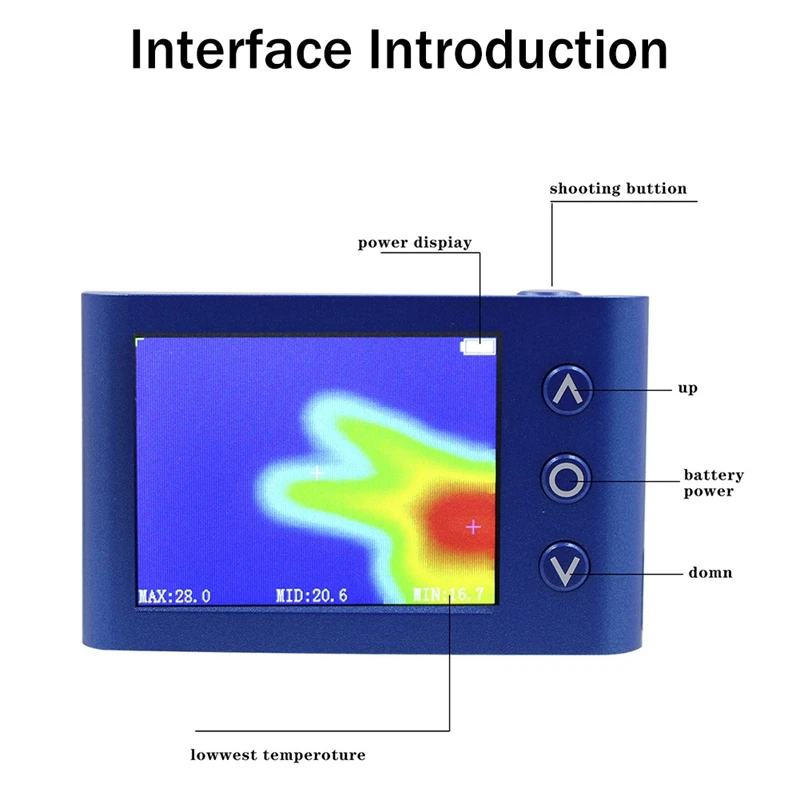 MLX90640 2.4 Inch Infrared Thermal Imager Handheld Thermograph Thermal Camera Temperature Sensor