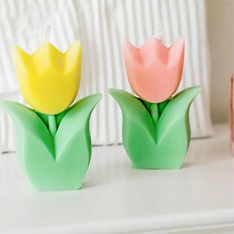 Household Exquisite Tulip Design Scented Candles Wedding Birthday Companion Gift Living Room Bedroom Desktop Ornament Decor 1pcs