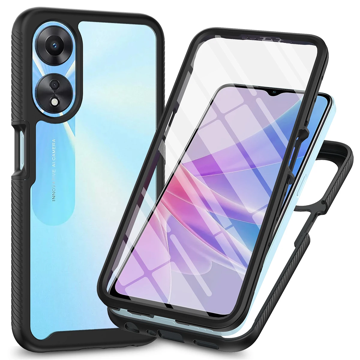 PET Front Screen Protector Armor Shockproof Case For OPPO A78 5G 6.56 inches Transparent Acrylic Protective Phone Cover Fundas