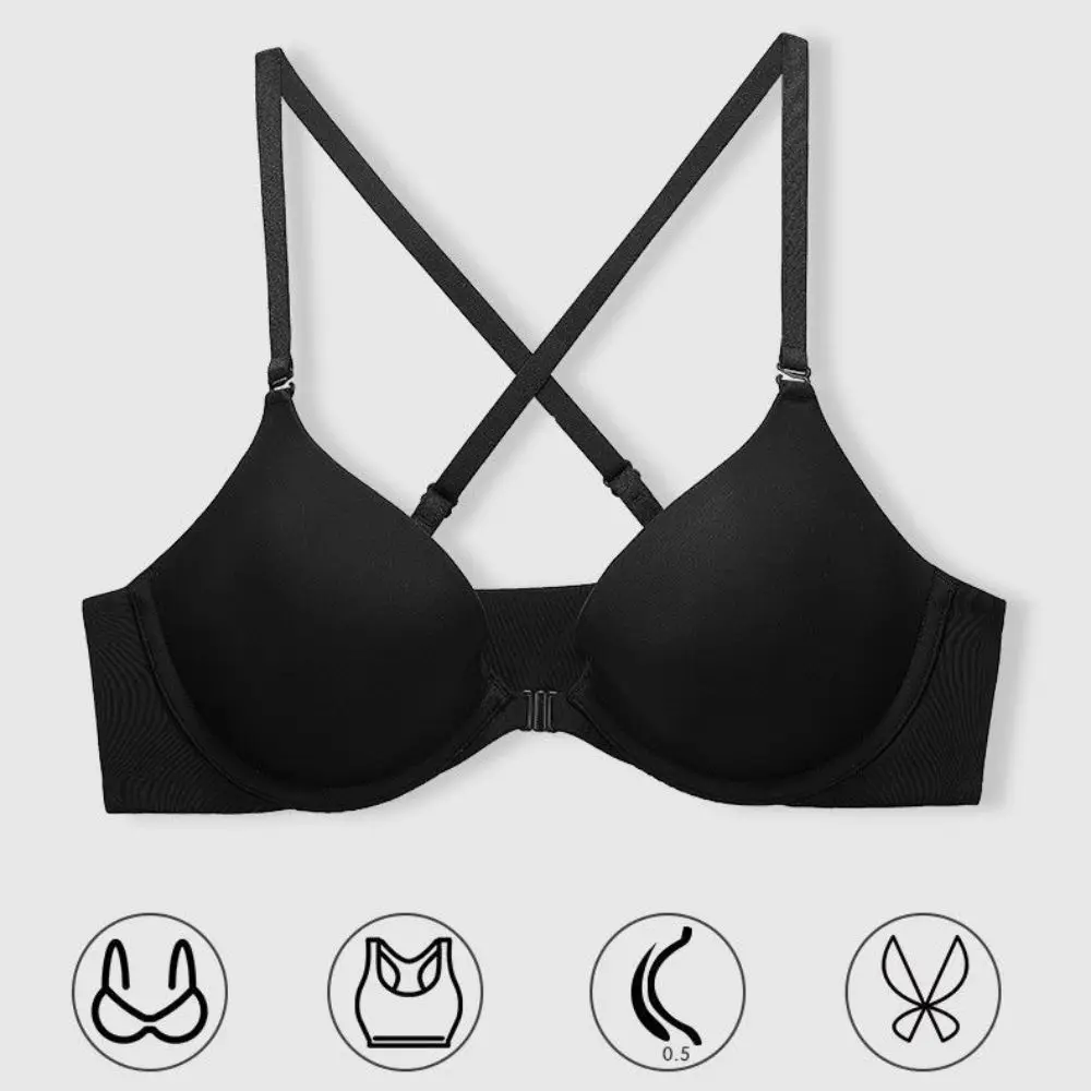 

Seamless Front Button Underwear New Sexy Thin Super Push Up Bra with Steel Ring Lingerie Invisible Trackless Underwear Women