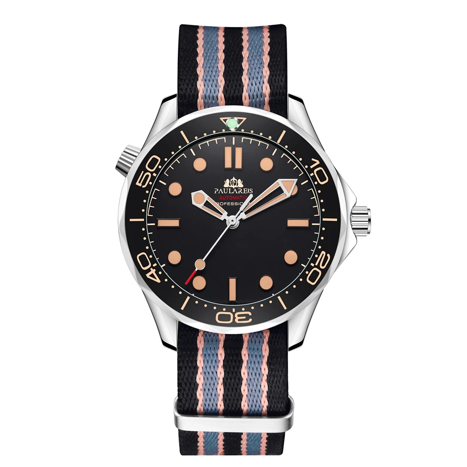 Automatic Mechanical Watch Stainless Steel Net Nylon Strap Luxury 42mm Middle Size Men Fashion Wristwatch