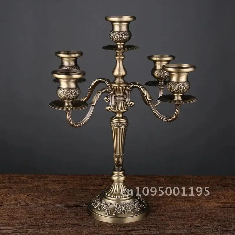 Candle Holders 3-arms/5-arms Bronze Metal Wedding Candlestick home Stand Candle Home Decoration Holder for Decor Light