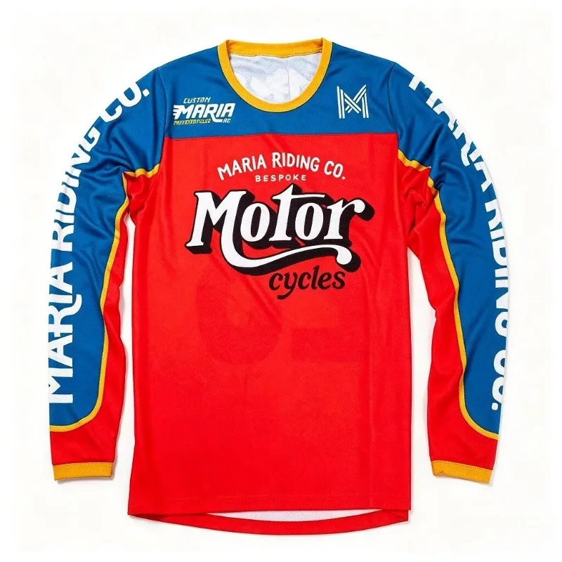Retro Motor Bike Art 3D Print Riding Tee Unisex Yellow White Blue Quick Dry Long Sleeve Offroad Motocross Casual Sports Jersey