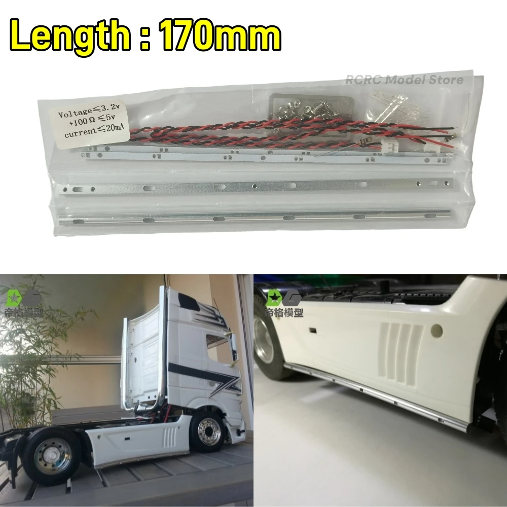 

Металлическая боковая юбка для игрушечного грузовика, габаритный светодиодный светильник 170 мм для Tamiya SCANIA R470 R730 ACTROS 1851 MAN 1/14, детали радиоуправляемого тягача