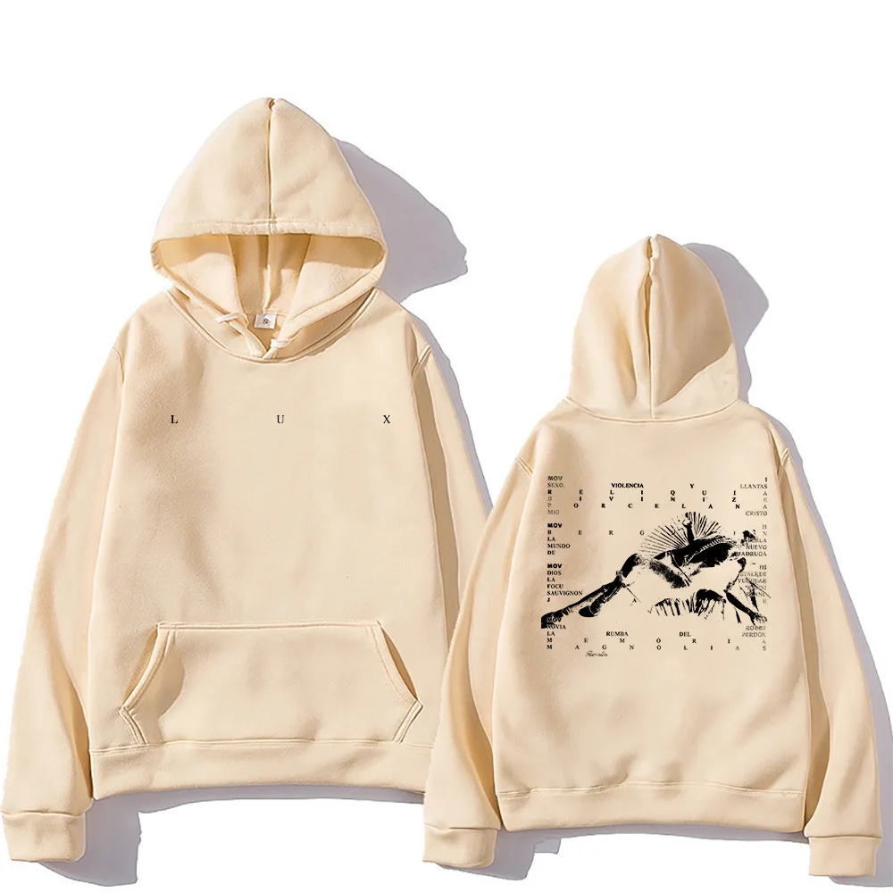 Rosía LUX Logo هوديي Rosalia Berghain ألبوم جديد البلوز ريترو Harajuku الملابس الجمالية للجنسين كم طويل هودي كبير الحجم #6