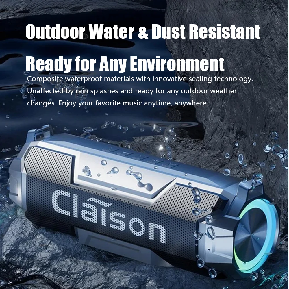 Altavoz CLAISON Bluetooth 5.3 |   Altavoz portátil para exteriores con batería larga y resistente al agua y graves profundos de alta fidelidad