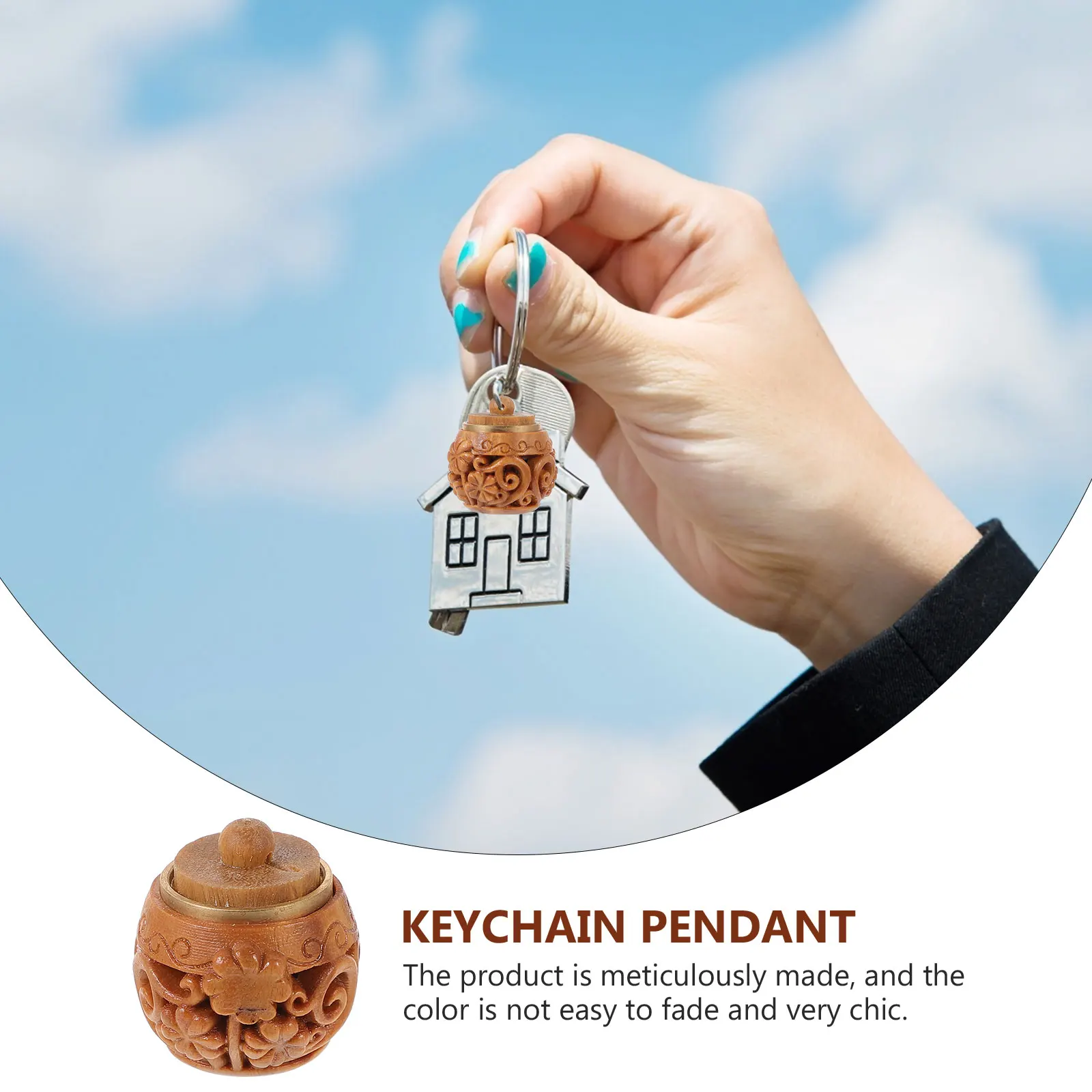 

Wooden Incense Pendant DIY Keychain Charm Aromatherapy 4 Petals Green Sandalwood Lotus Hollow Carving Jewelry Accessories