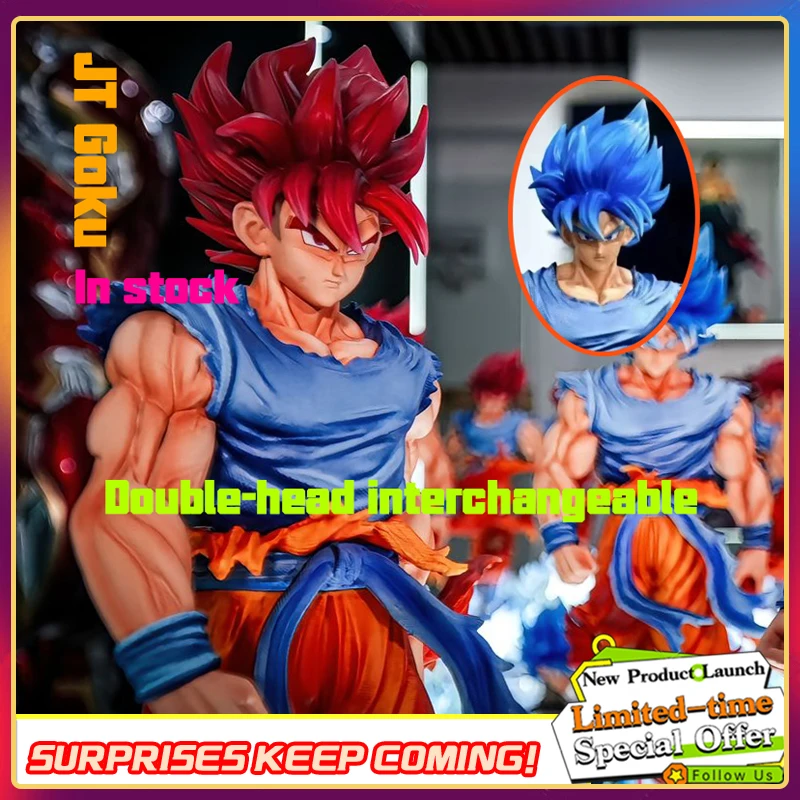 

33 см/12,9 дюйма Статуя JT Goku Dragon Ball Z Super Saiyan Goku Фигурка Замена головы Светодиодная база Gk Статуя Коллекция Модель игрушки Подарки