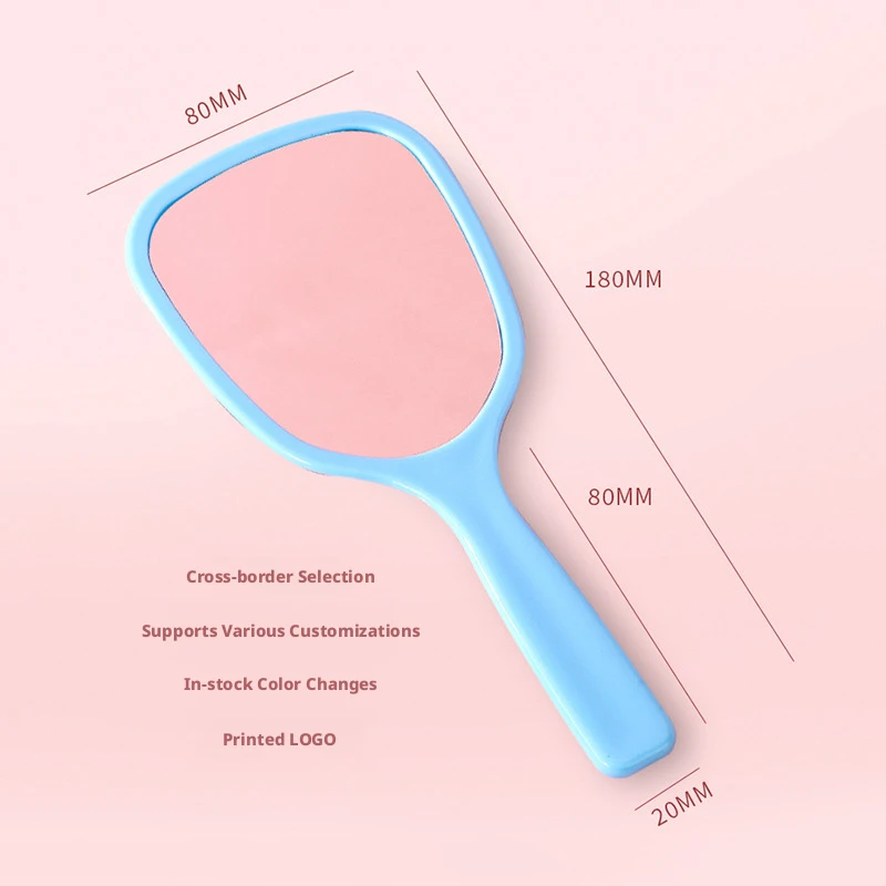 Plastic Hand Handheld Mirror with Handle Compact Travel Makeup Cosmetic Mirror Small Personal Portable Mirror