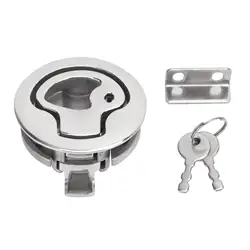 Marine Boat Door Lock Flush Pull 316 Stainless Steel 2in Round Universal Locking with 2 Keys - Ideal for rv and for home