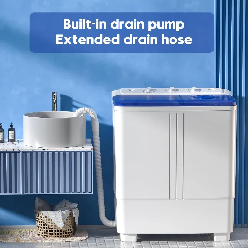 Auertech Portable Washing Machine, 20lbs Twin Tub Washer with Drain Pump, Semi-automatic 12lbs Washer 8lbs Spinner Combo