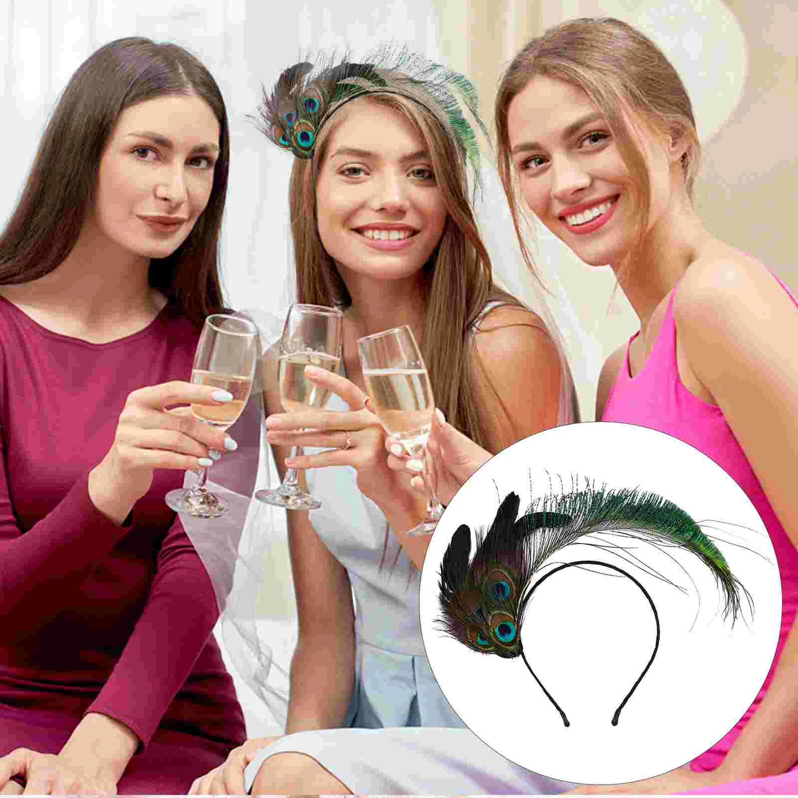 Peacock Feather Headband Party Headdress Indian Hair Headwear Cosplay Stage Outfit