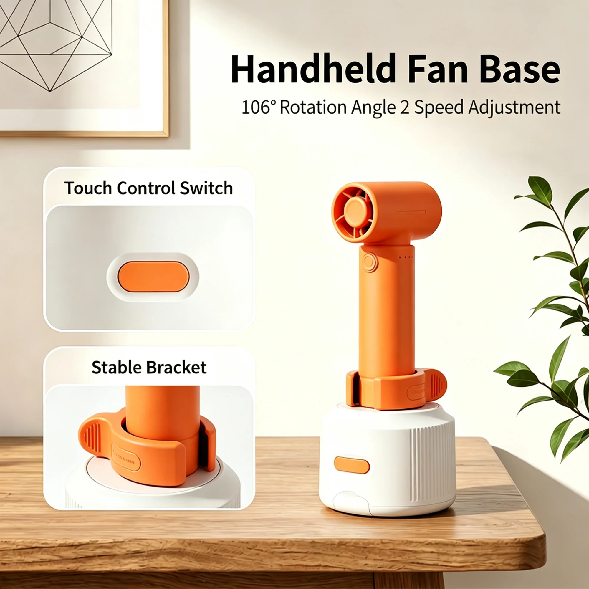 2026 New Universal Handheld Fan Rotating Base 2 Speed Adjustment Wide Clamp Independent Switch USB Mini Portable Desktop Stand
