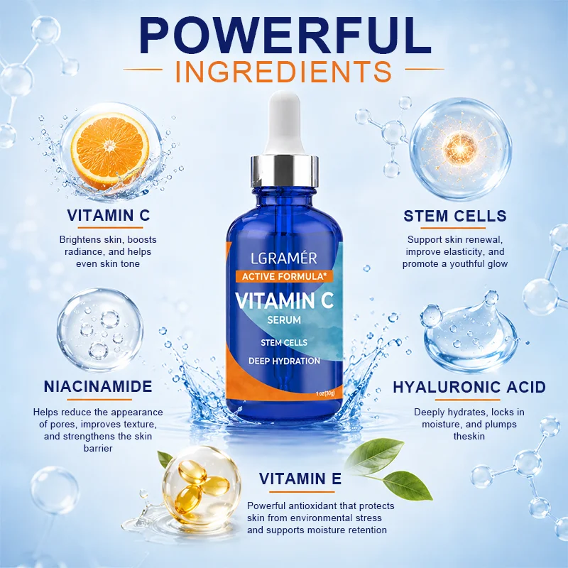 Facial Serum With Vitamin C Deep Hydration Brightening Anti-Aging Fade Dark Spot Improve Dull Skin Tone Firming Eye Face Essence