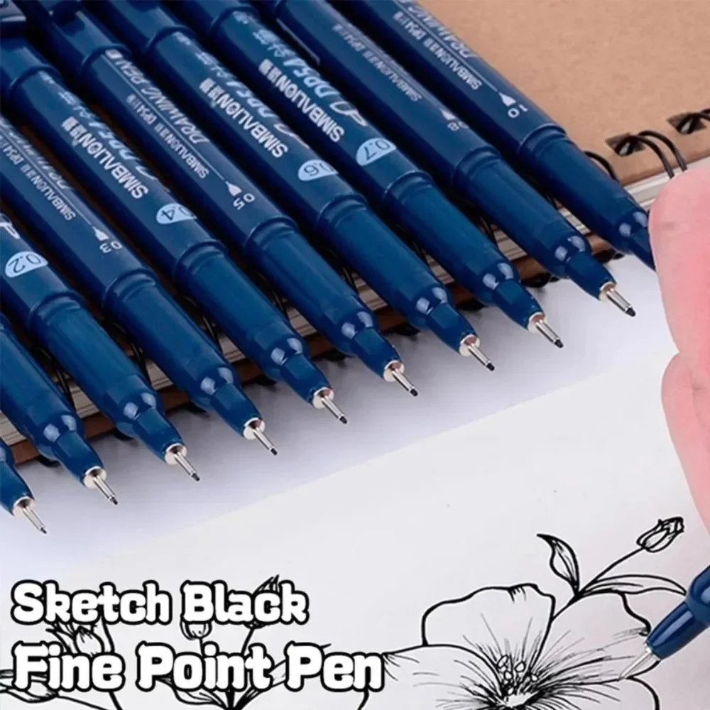 Simbalion Porous-Point Pens Fine Needle Point Rapid Drying Signature Waterproof Anime Sketch Syringe Pen Art Stationery Supplies