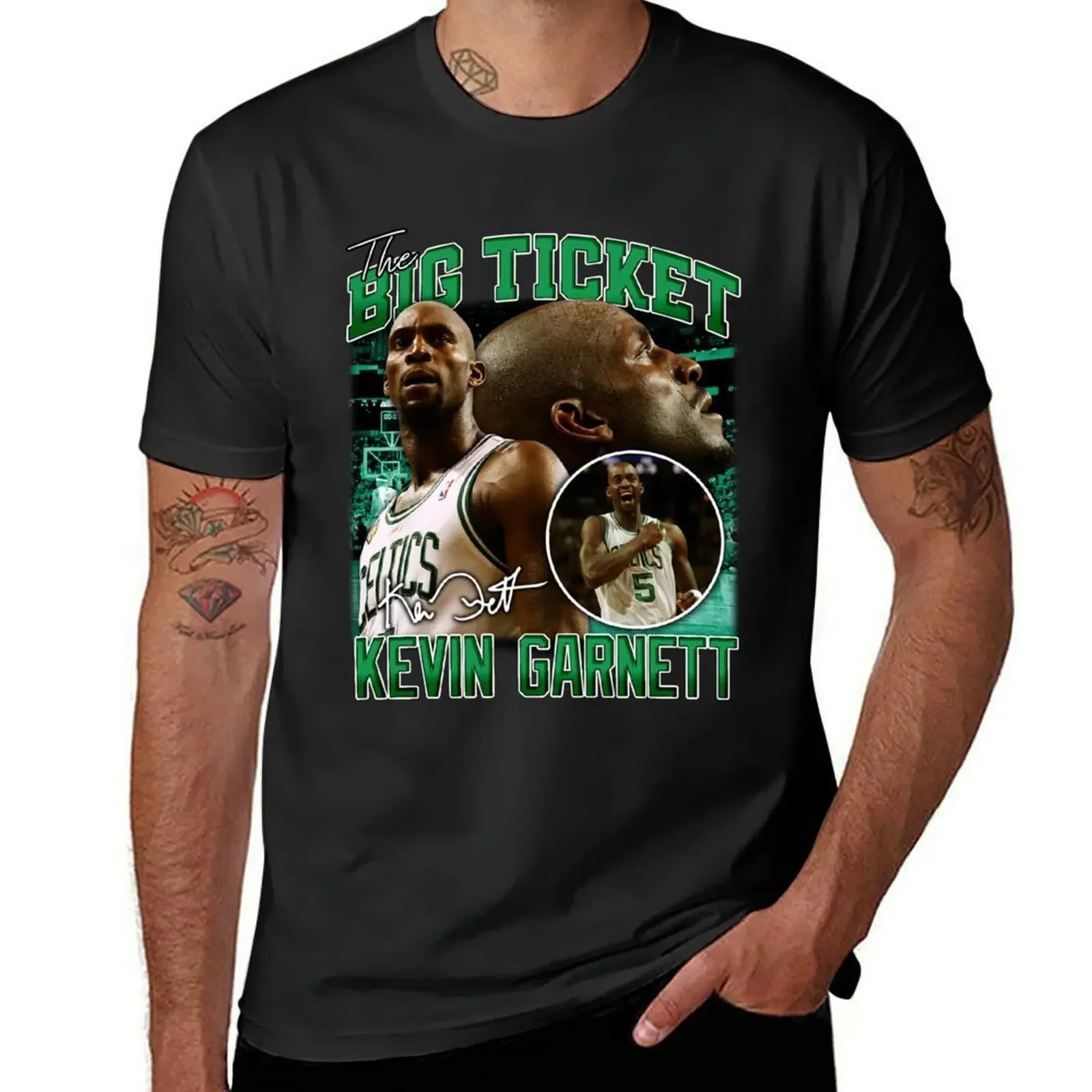 Kevin Garnett The Big Ticket Boston Basketball Legend Signature Vintage Retro 80s 90s Bootleg Rap Style T-Shirt