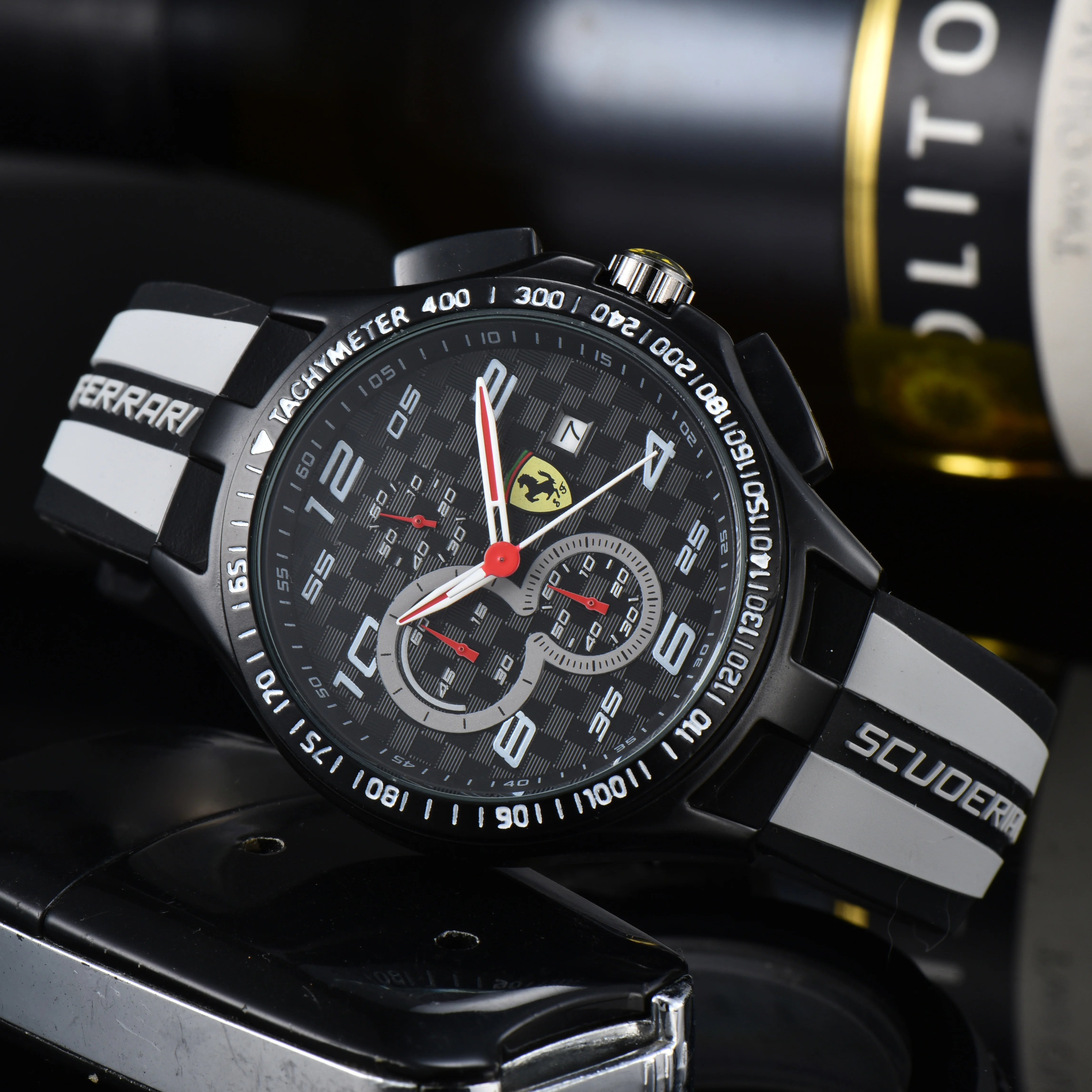 لفيراري سبورت ساعة كوارتز رجالية LED عرض مزدوج التقويم رجالي ساعات رقمية مقاوم للماء مضيئة كرونوغراف رجل ساعة