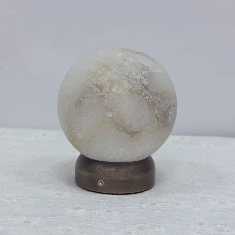 【Natural】Modern Spanish Marble Table Lamp Touch Control Rechargeable Portable Ambient Light For Living Room Bedroom Study
