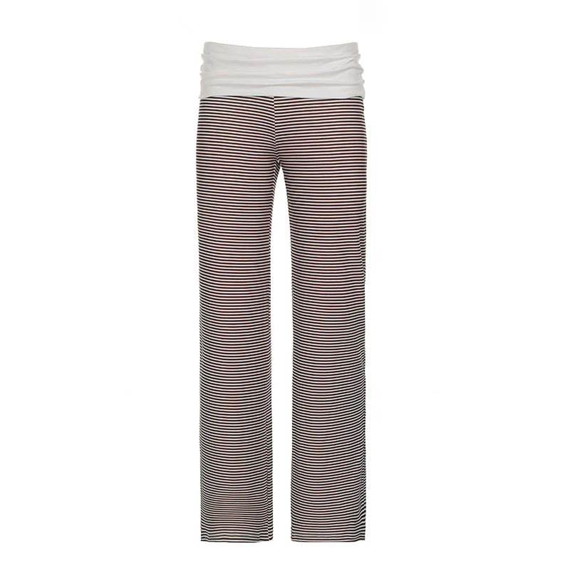 SUCHCUTE Sommer-Strickhose mit kontrastierenden Streifen für Damen, lässige, gerade geschnittene, elastische lange Hose, Y2K Bell Bottoms, Sport-Jogginghose – Detail 6
