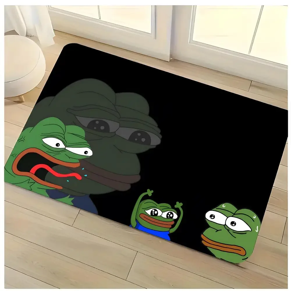 pe internet meme frog cartoon P-Pepe Floor Mat Washable Absorbent Flannel Door Mat Non-Slip Indoor Floor Rug