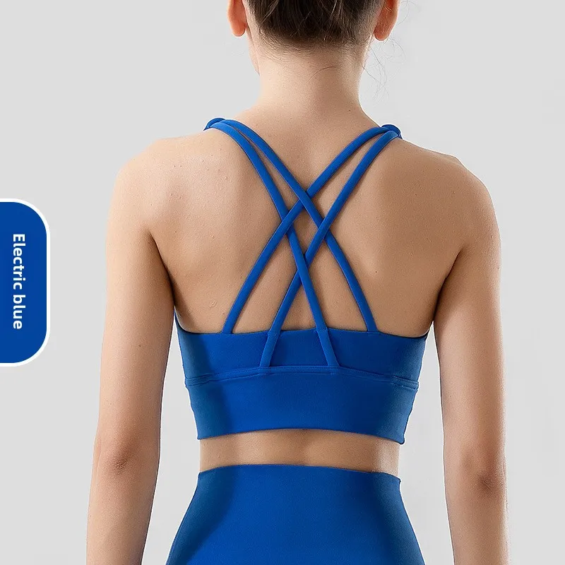

Противоударный спортивный бюстгальтер пуш-ап с перекрестной спинкой — двусторонний матовый жилет для йоги с облачным ощущением