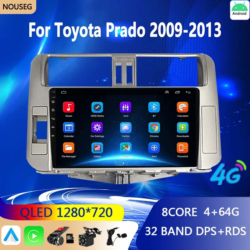 

Android Auto Car Radio Carplay for Toyota Land Cruiser Prado J 150 2009-2013 Multimedia GPS Navigation Auto Audio 2din