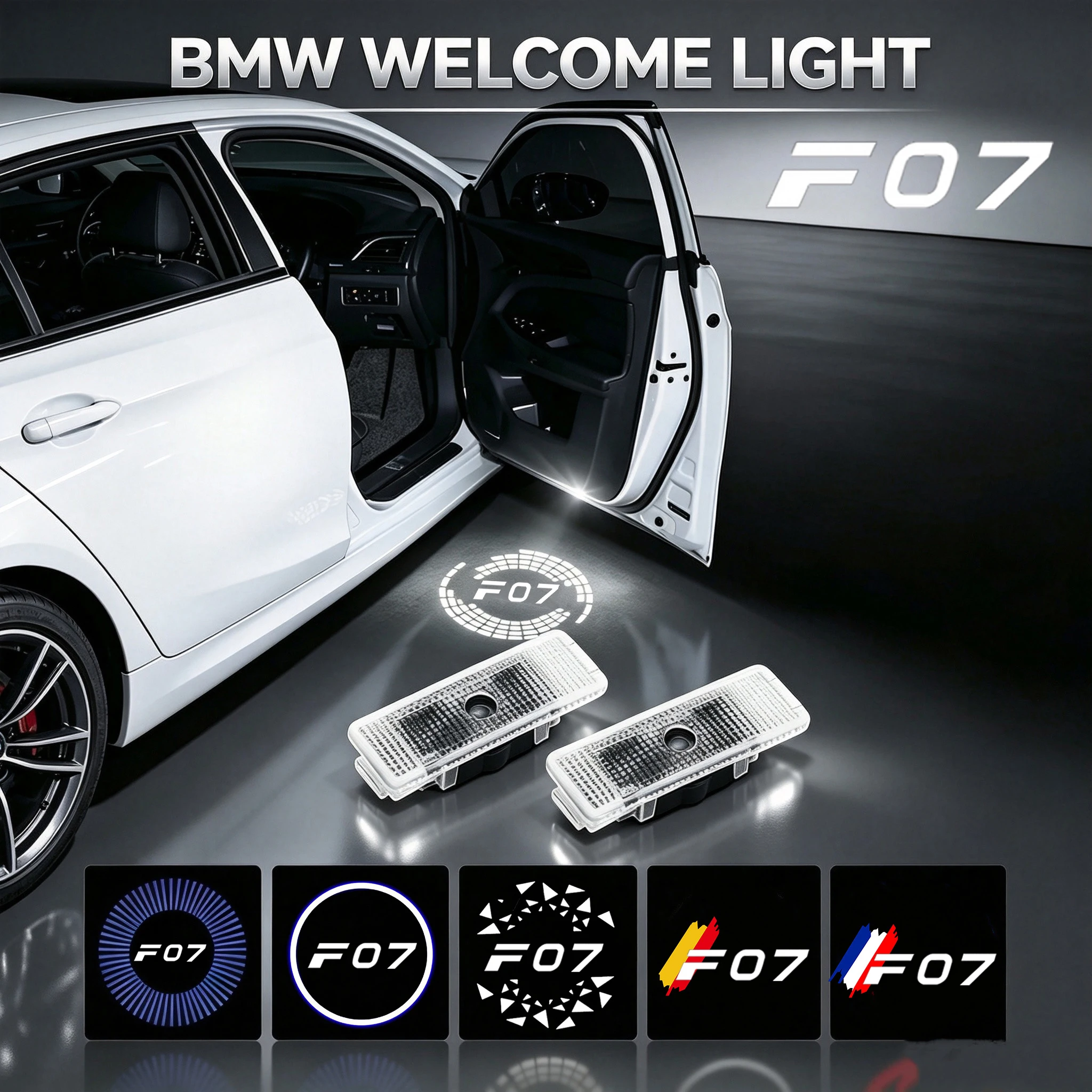 2PCS LED Car Door Projector Welcome Lights For BMW 5 Series F07 2004‑2017 Ghost Shadow Courtesy Badge Lamp Car Decor Accessories