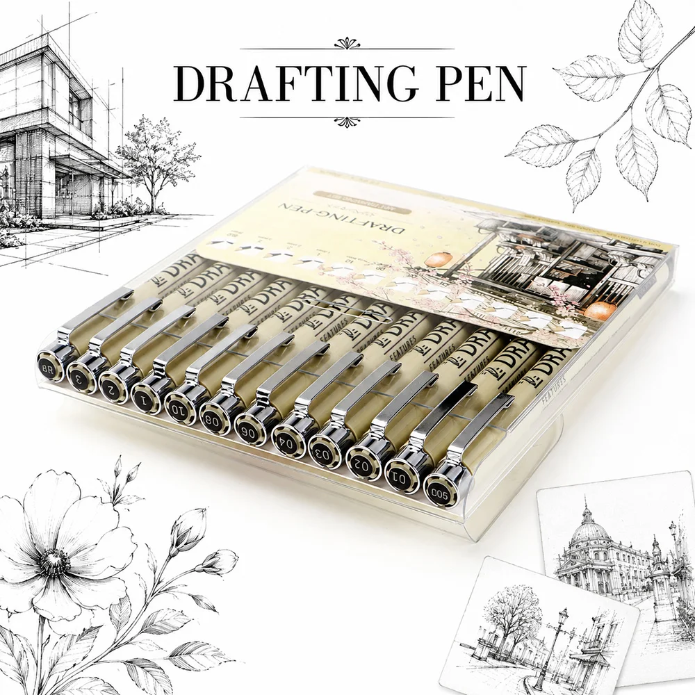 12 Size Fine Line Micron Pens Professional Drafting Pens Waterproof No Bleed Sketch Manga Interior Design Drawing Stationery Kit