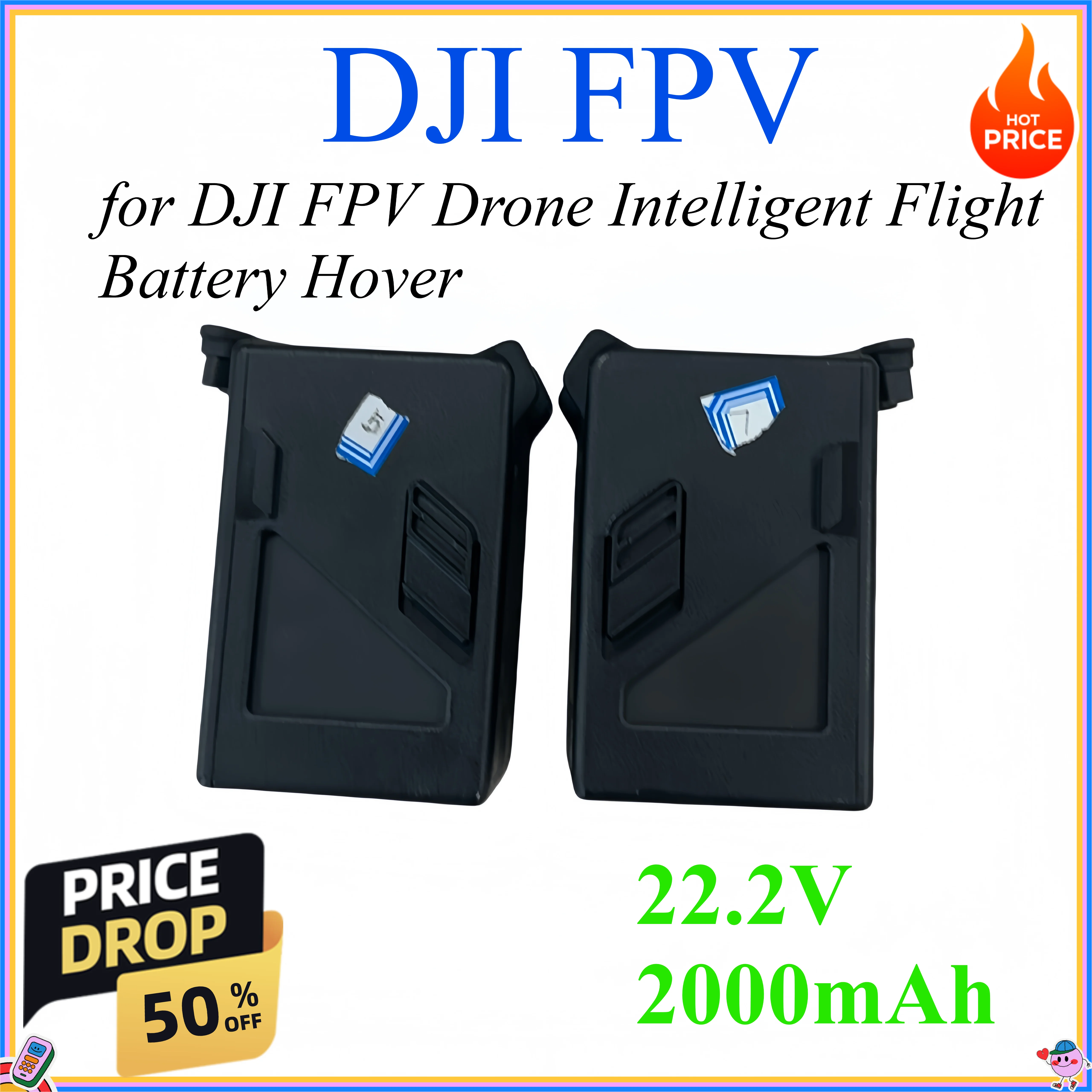 

22.2V 2000mAh for DJI FPV Drone Intelligent Flight Battery Hover for 37 Minutes Light Time Accessories Upgraded Capacity