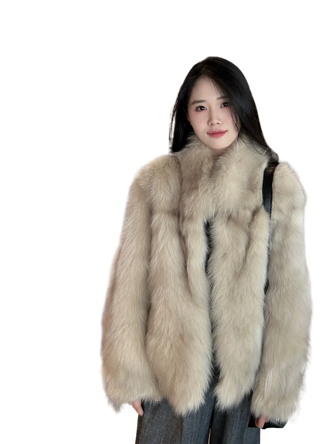 

Новинка осени/зимы 20%, импортная меховая куртка из смешанного воротника-стойки с лисьим волосом саги и воротником-стойкой Hazy Whim