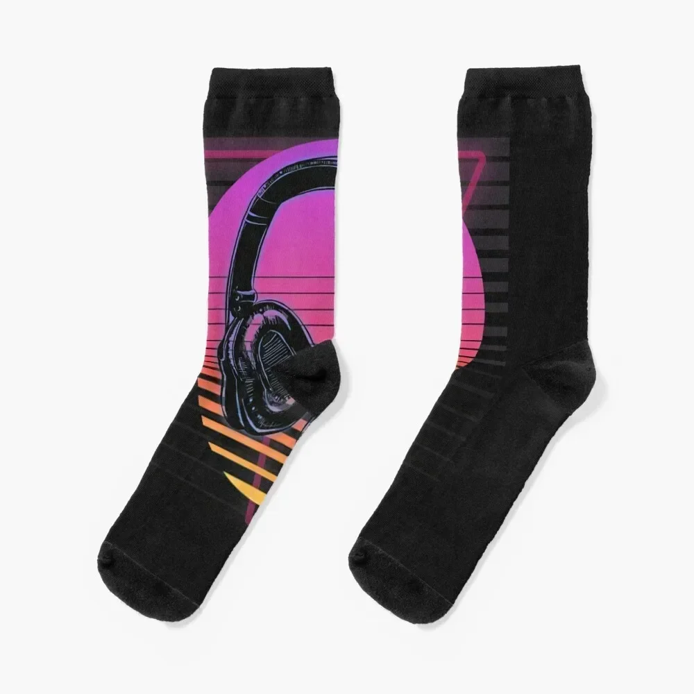 Music Headphones DJ Rap Hip Hop Retro Vaporwave 80s 90s Socks Thermal man winter man christmass gift Wholesale Woman Socks Men's