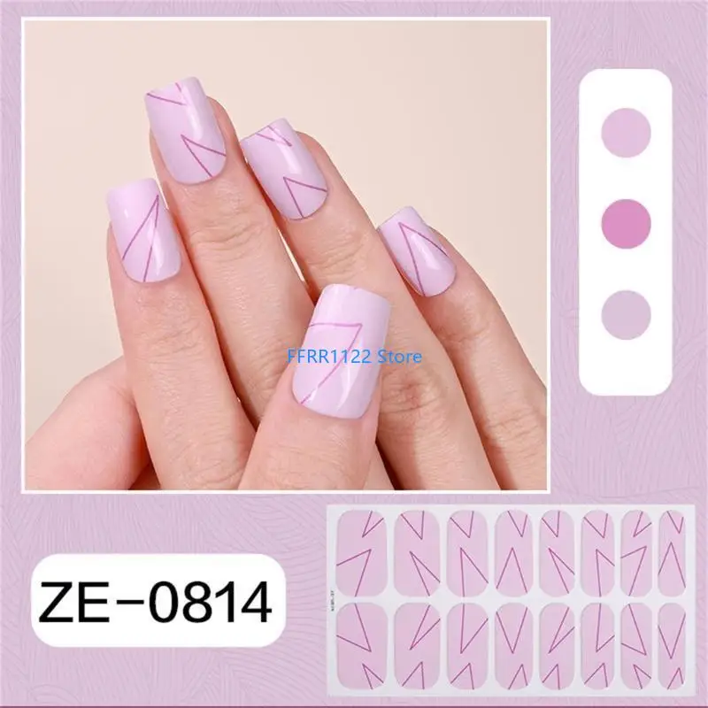 

Y1UF Flowers Nails Polish Strips French Tip Stickers Glittering Gels Strips Nails Polish Sticker Decoration