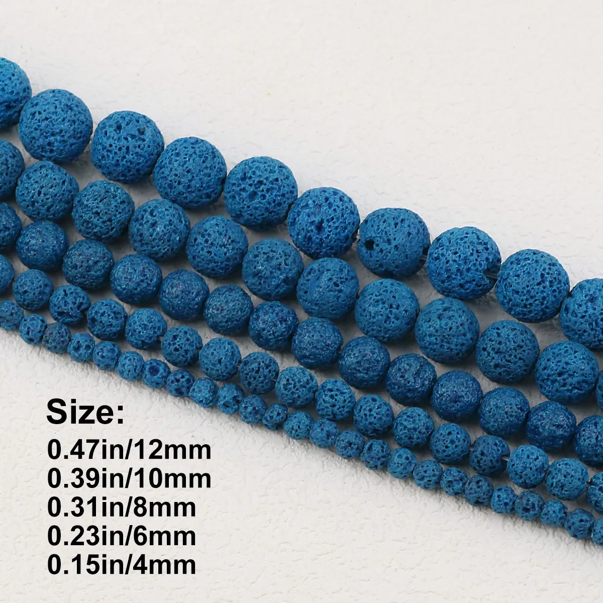 Peacock Blue Volcanic Lava Beads Natural Stone Round Spacer Beads For Diy Jewelry Making Bracelet Necklace Earring 4/6/8/10/12MM