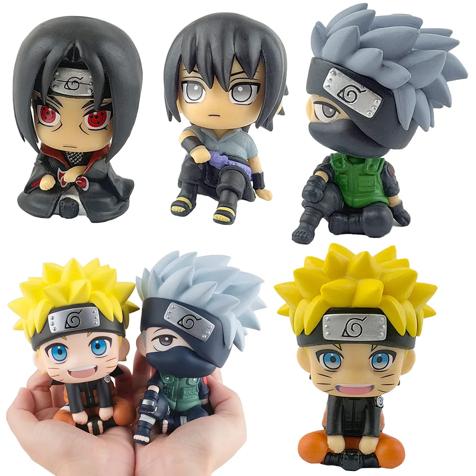 Figura de Anime Naruto de 9 cm, Figura de Acción de Naruto Kakashi, Versión Q Kawaii, Figura de Sasuke Itachi, Decoración para Coche, Modelo Coleccionable