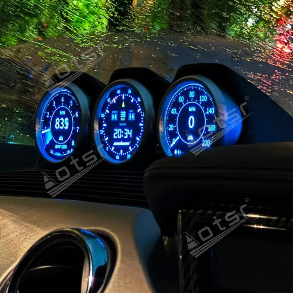 Triple Monitor Setup For Ford Mustang 2015~2023 Performance Meter Power Meter With Three Rings Modification Speedometer