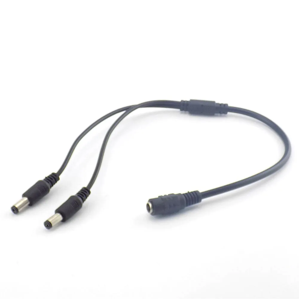 12v DC 1 Vrouw Naar 2 Mannelijke Connectors Splitter Plug Kabel 5.5mmX2.1mm Dc Stekker kabel voor Cctv Camera Surveillance L19