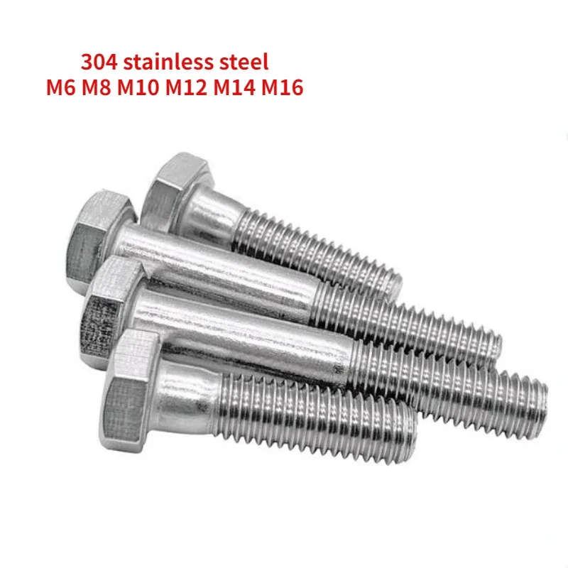 2/10/20pcs DIN931 M6 M8 M10 M12 M14 M16 304 Stainless Steel Half Tooth Hexagon Head Bolt Outer Hexagonal Screws