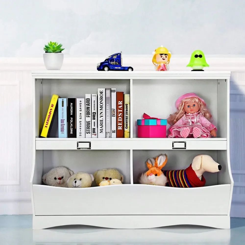 

Kids' Storage And Shelving Toy StorageChildren Storage Unit Kids Bookshelf Bookcase Baby Toy Organizer Shelf White