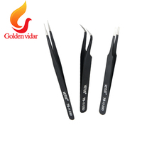 12pcs/lot Industrial Tweezers Anti-Static Stainless Steel Tweezer Set TS11 13 15 ESD for diesel engine auto parts