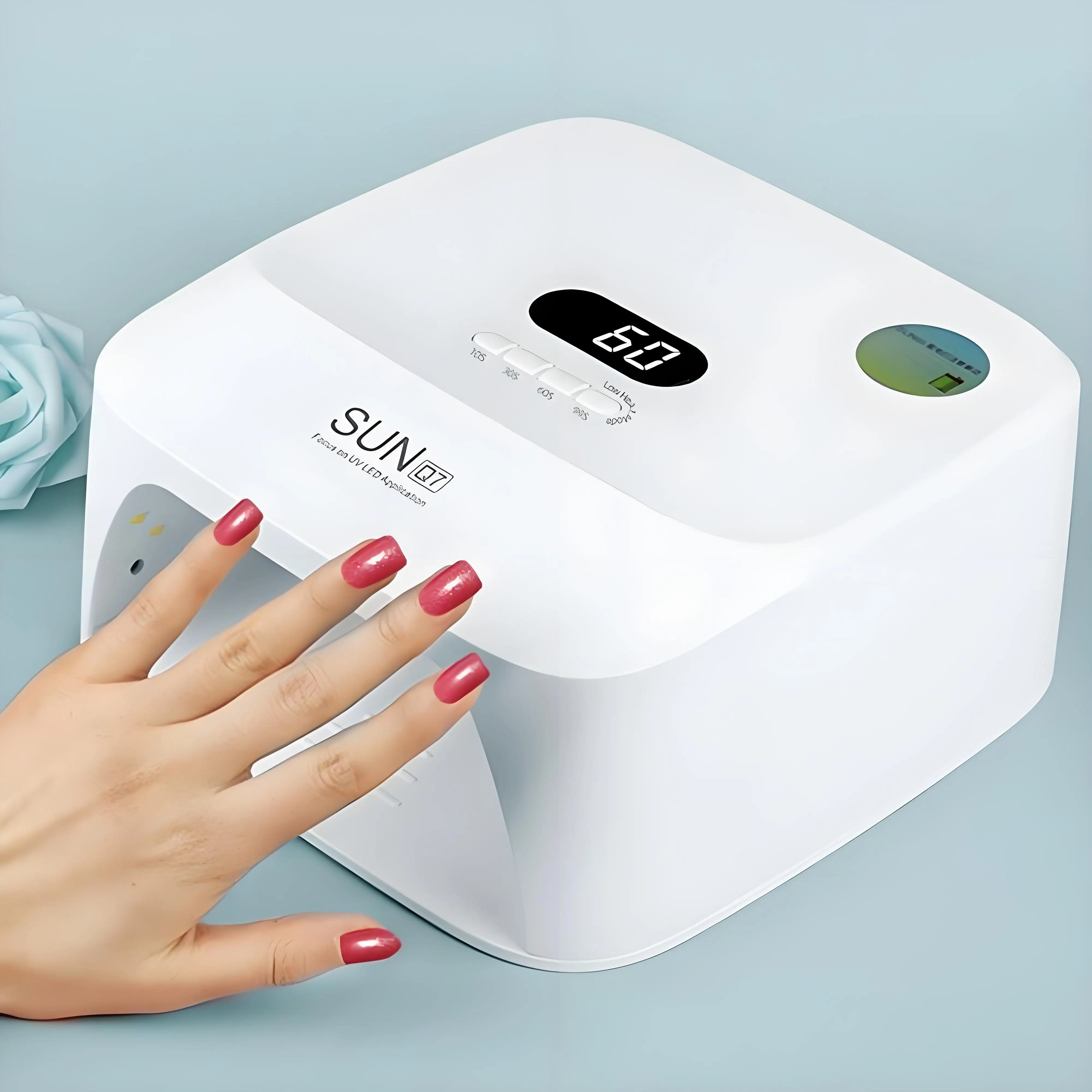 48W Cordless UV LED Nail Lamp Rechargeable 15600mAh 33 LEDs Auto Sensor 4 Timer LCD Display Portable Low Heat Mode Salon DIY