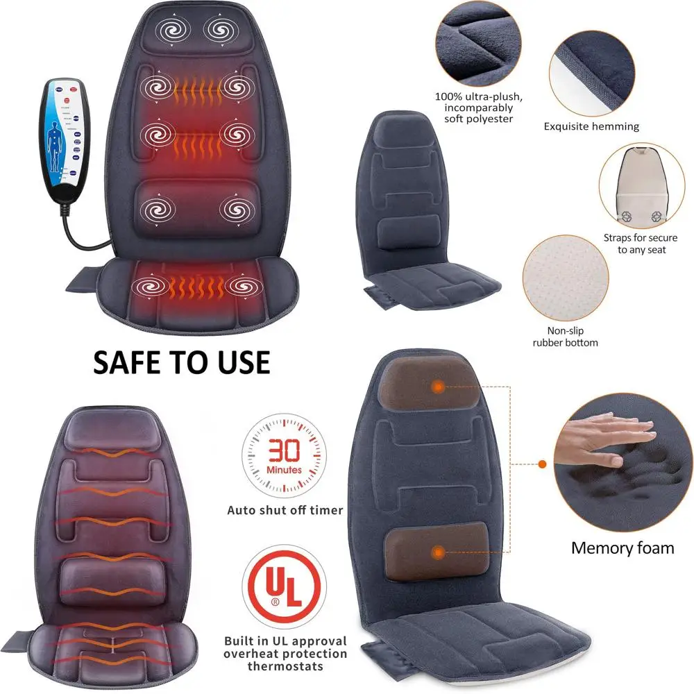 

Подушка для сиденья с подогревом, массажем, поясничной поддержкой и режимами вибрации