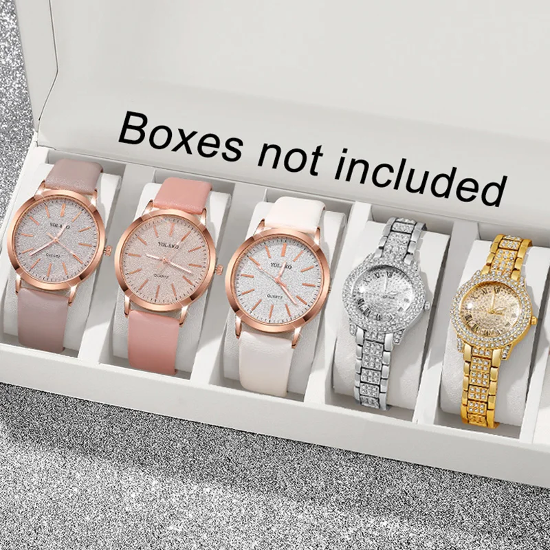 5pcs gorgeous ladies' round dial quartz watch multi style combination set, suitable for daily wear and holiday gifts
